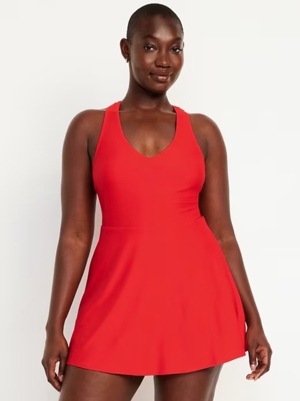 NWT Old Navy Matte Back-Tie Swim Dress // Red